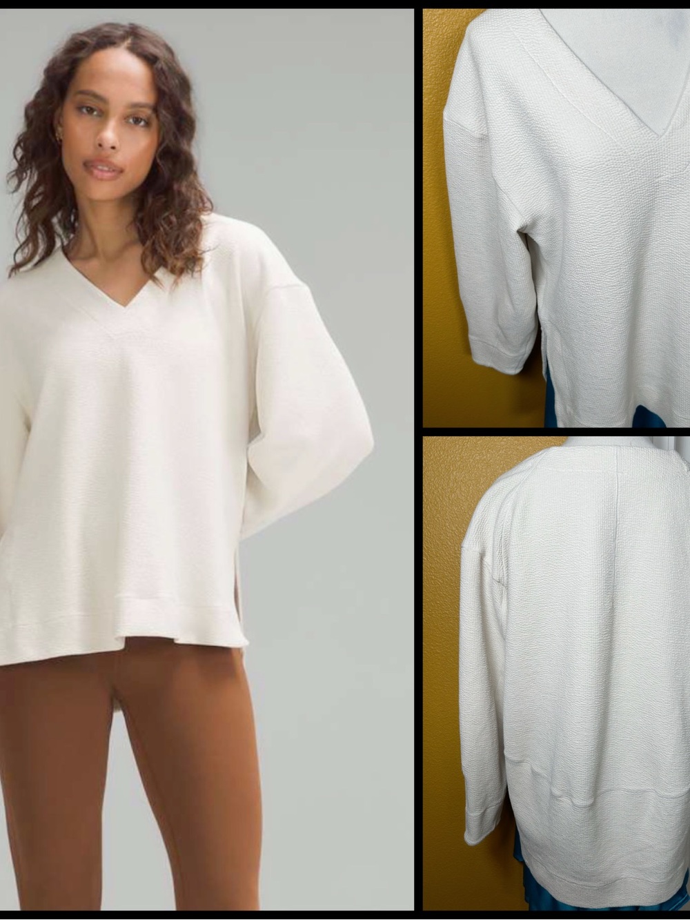 Comfy Cute, LULULEMON, textured, v neck pullover!!